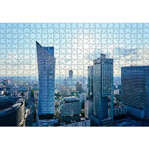 Gri Mavi Şehir Manzarası Puzzle Yapboz Mdf Ahşap 500 Parça