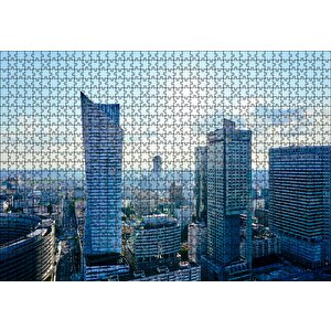 Gri Mavi Şehir Manzarası Puzzle Yapboz Mdf Ahşap 1000 Parça