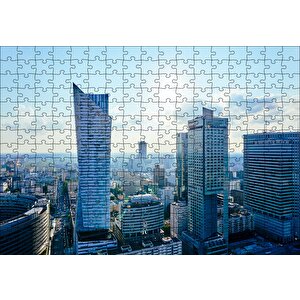 Gri Mavi Şehir Manzarası Puzzle Yapboz Mdf Ahşap 255 Parça