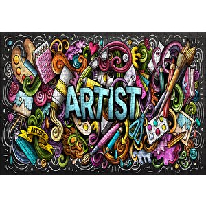 Modern Sanat Boyama Sanatı Aletleri Puzzle Yapboz Mdf Ahşap 500 Parça