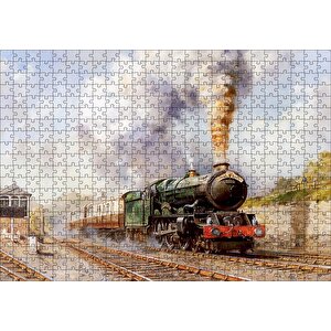Cakapuzzle  Buharlı Tren Yağlı  Boya Çizim Puzzle Yapboz Mdf Ahşap