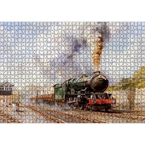 Buharlı Tren Yağlı  Boya Çizim Puzzle Yapboz Mdf Ahşap 1000 Parça