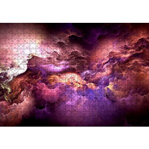 Rengarenk Fantastik Bulutlar İllüstrasyon Puzzle Yapboz Mdf Ahşap 500 Parça