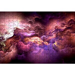 Rengarenk Fantastik Bulutlar İllüstrasyon Puzzle Yapboz Mdf Ahşap 255 Parça
