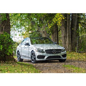 Orman Patikası Ve Gri Mercedes Puzzle Yapboz Mdf Ahşap 120 Parça