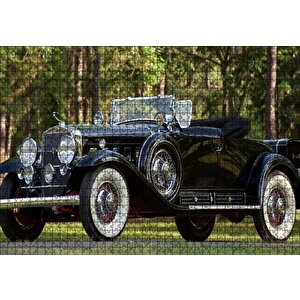 Siyah Cadillac Cabrio Antika Araba Puzzle Yapboz Mdf Ahşap 1000 Parça