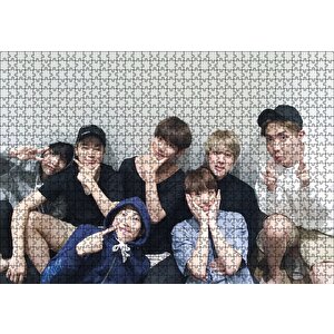 Bts Kore Pop Gülümseyen Yüzler Puzzle Yapboz Mdf Ahşap 1000 Parça