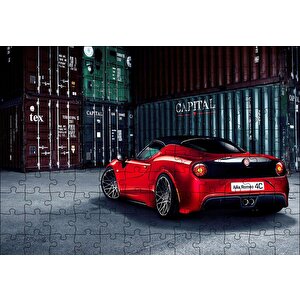 Arkadan Görünüş Alfa Romeo 4c Ve Konteynerler Puzzle Yapboz Mdf Ahşap 120 Parça
