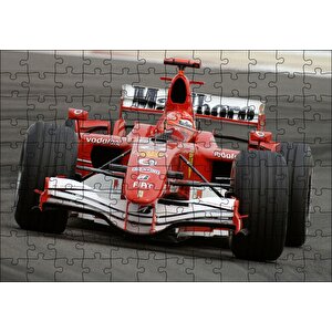 Kırmızı Ferrari F1 Formula Yarışı Puzzle Yapboz Mdf Ahşap 120 Parça