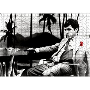 Al Pacino Tony Montana Yaralı Yüz Puzzle Yapboz Mdf Ahşap 500 Parça