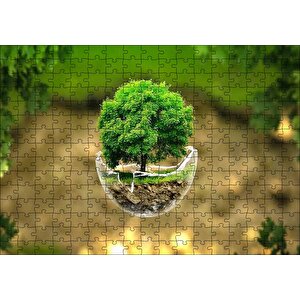 Volkanlar Harika Dünya Cam Kasede Ağaç Görseli Puzzle Yapboz Mdf Ahşap 255 Parça