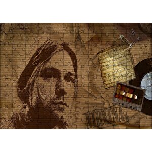 Kurt Cobain Ve Şarkı Sözleri Puzzle Yapboz Mdf Ahşap 120 Parça