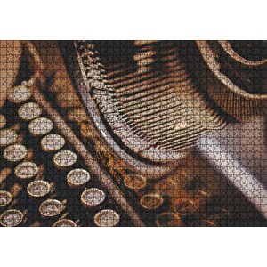 Antika Daktilo Yakın Çekim Puzzle Yapboz Mdf Ahşap 1000 Parça