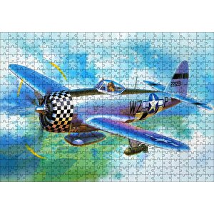 Savaş Uçağı Tuval Puzzle Yapboz Mdf Ahşap 500 Parça