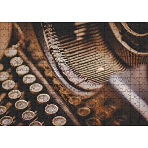 Antika Daktilo Yakın Çekim Puzzle Yapboz Mdf Ahşap 255 Parça