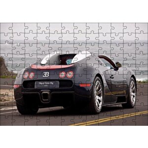 Siyah Bugatti Veyron Ve Deniz Puzzle Yapboz Mdf Ahşap 120 Parça