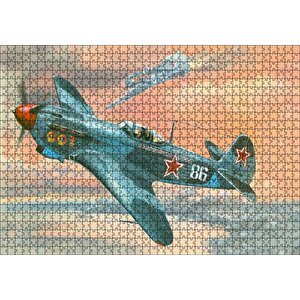 Cakapuzzle  Nostalfik Savaş Uçağı Çizim Sanat Puzzle Yapboz Mdf Ahşap