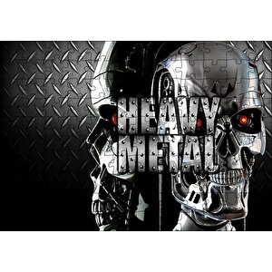 Heavy Metal Kurukafalar Metal Arka Plan Puzzle Yapboz Mdf Ahşap 120 Parça