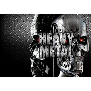 Heavy Metal Kurukafalar Metal Arka Plan Puzzle Yapboz Mdf Ahşap 500 Parça
