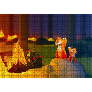 2018 Soyut Sanat Tasarım Orman Tilki Puzzle Yapboz Mdf Ahşap 1000 Parça