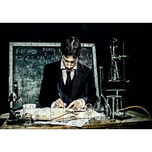 Nikola Tesla Çalışma Masası Puzzle Yapboz Mdf Ahşap 120 Parça