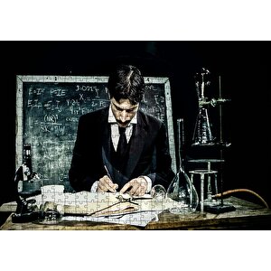 Nikola Tesla Çalışma Masası Puzzle Yapboz Mdf Ahşap 500 Parça