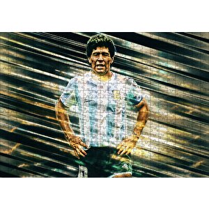 Diego Maradona Arjantin Fırtınası Puzzle Yapboz Mdf Ahşap 500 Parça
