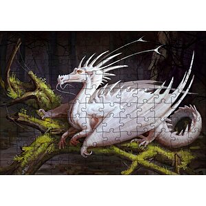 Beyaz Ejderha Puzzle Yapboz Mdf Ahşap 120 Parça