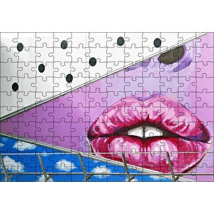 Cakapuzzle  Duvar Boyama Kırmızı Dudaklar Puzzle Yapboz Mdf Ahşap