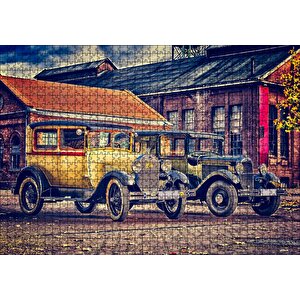 Sarı Ve Siyah Antika Otomobiller Puzzle Yapboz Mdf Ahşap 1000 Parça