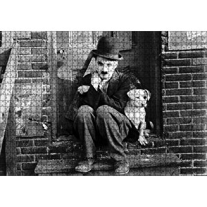 Charlie Chaplin Ve Sevimli Köpeği Puzzle Yapboz Mdf Ahşap 1000 Parça