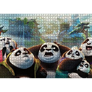 Kung Fu Panda 3 Panda Ailesi Puzzle Yapboz Mdf Ahşap 1000 Parça