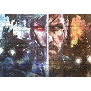 Metal Gear İki Karakter Bir Arada Puzzle Yapboz Mdf Ahşap 255 Parça
