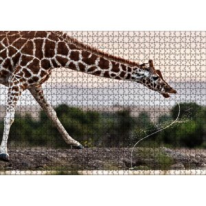 Su İçen Zurafa Puzzle Yapboz Mdf Ahşap 1000 Parça