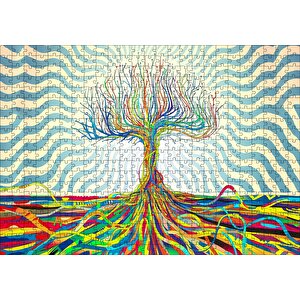 Cakapuzzle  Bir Ağaç Oluşturan Renkli Teller Görseli Puzzle Yapboz Mdf Ahşap