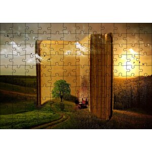 Tabiat Ve Açık Kitap Puzzle Yapboz Mdf Ahşap 120 Parça