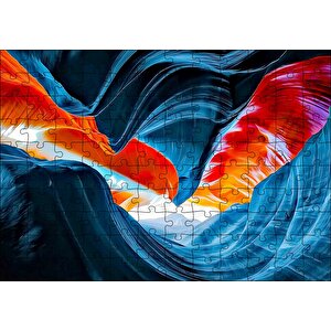 Turuncu Mavi Kanyon Görseli Gerçeküstü Resim Puzzle Yapboz Mdf Ahşap 120 Parça