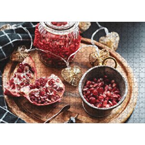 Servis Tahtası Üzerinde Narlar Puzzle Yapboz Mdf Ahşap 500 Parça