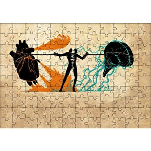 Kalp Ve Mantık Çatışması İllüstrasyon Puzzle Yapboz Mdf Ahşap 120 Parça