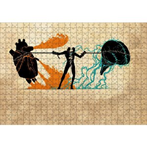Kalp Ve Mantık Çatışması İllüstrasyon Puzzle Yapboz Mdf Ahşap 500 Parça
