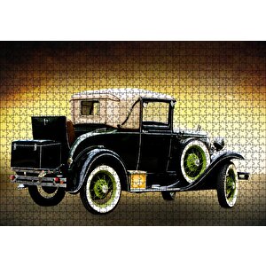 Siyah Antika Araba Puzzle Yapboz Mdf Ahşap 1000 Parça
