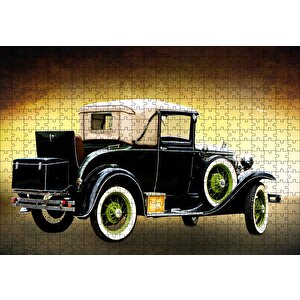Siyah Antika Araba Puzzle Yapboz Mdf Ahşap 500 Parça