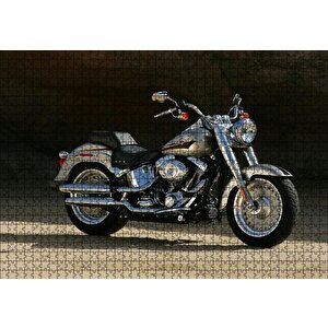 Gri Harley Davidson Motorsiklet Puzzle Yapboz Mdf Ahşap 1000 Parça