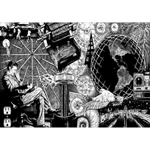 Nikola Tesla Ve Bilim Ürünü Görseller Puzzle Yapboz Mdf Ahşap 500 Parça