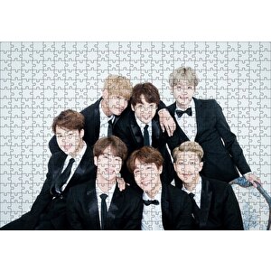 Bts Kore Pop Siyah Takım Elbiseli Puzzle Yapboz Mdf Ahşap 500 Parça