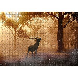 Mistik Orman Güneş Işıkları Ve Geyik Puzzle Yapboz Mdf Ahşap 500 Parça