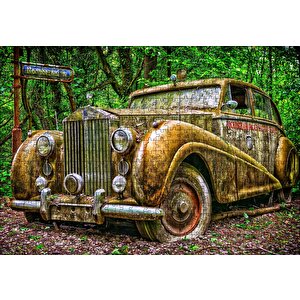 Ormanda Terkedilmiş Rolls Royce Puzzle Yapboz Mdf Ahşap 500 Parça