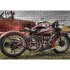 Antika Motosiklet Ve Araba Görseli Puzzle Yapboz Mdf Ahşap 1000 Parça