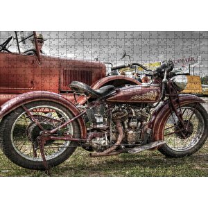 Antika Motosiklet Ve Araba Görseli Puzzle Yapboz Mdf Ahşap 500 Parça