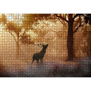 Mistik Orman Güneş Işıkları Ve Geyik Puzzle Yapboz Mdf Ahşap 1000 Parça